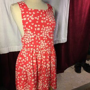 Wet Seal apron dress red floral mini sundress XL